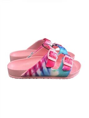 west loop Pink Tie-Dye Adjustable Slide Sandals for Kids size 13/1